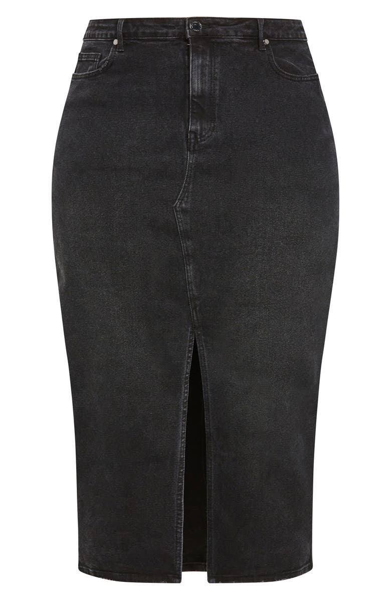 City Chic Oaklyn Front Slit Midi Denim Skirt, Alternate, color, 