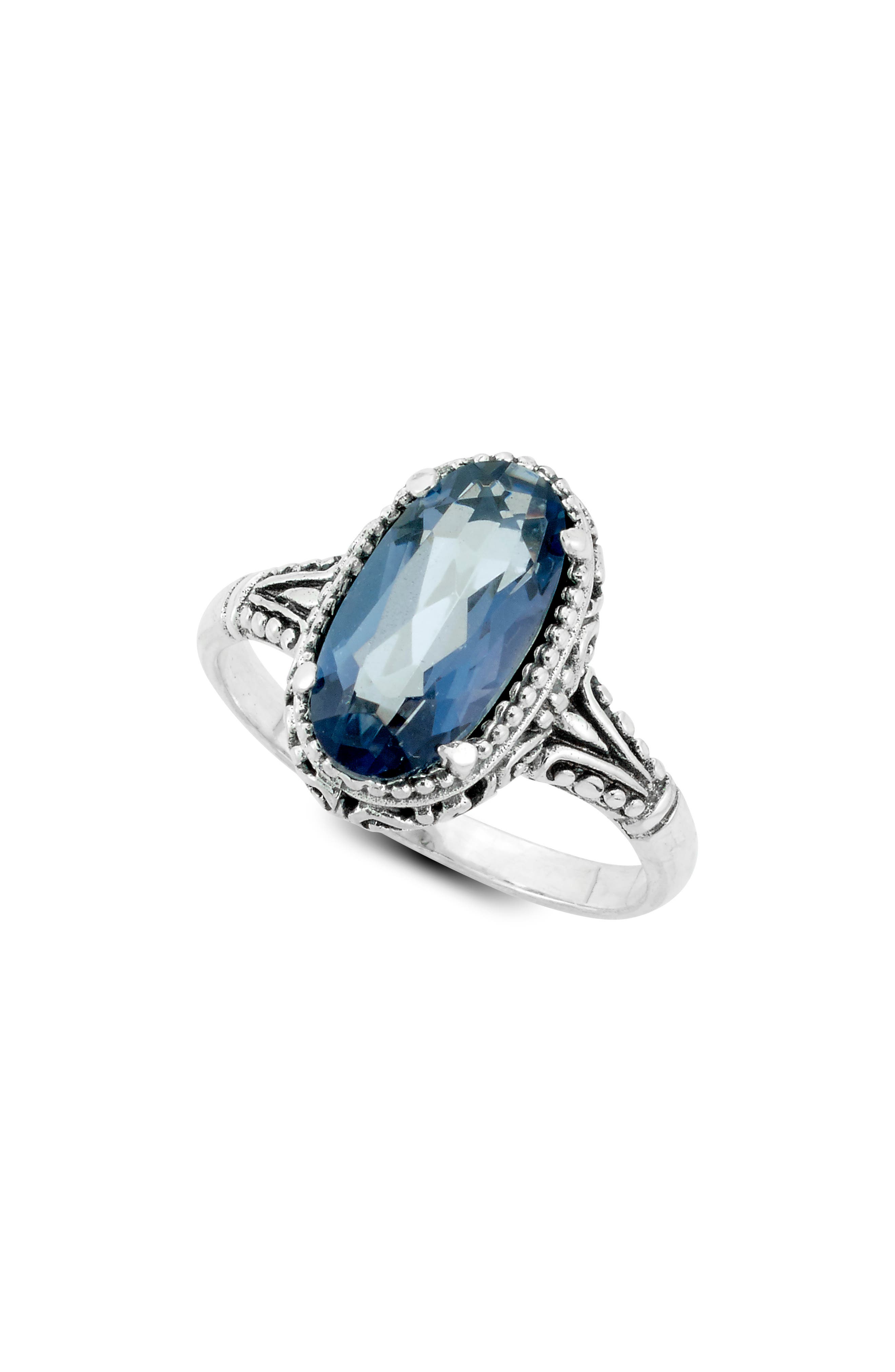 SAMUEL B. Sterling Silver Oval Blue Quartz Ring