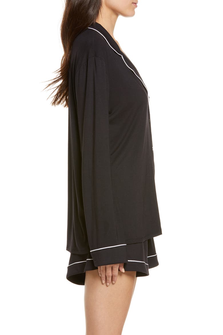 Moonlight Eco Long Sleeve Short Pajamas, Alternate, color, BLACK