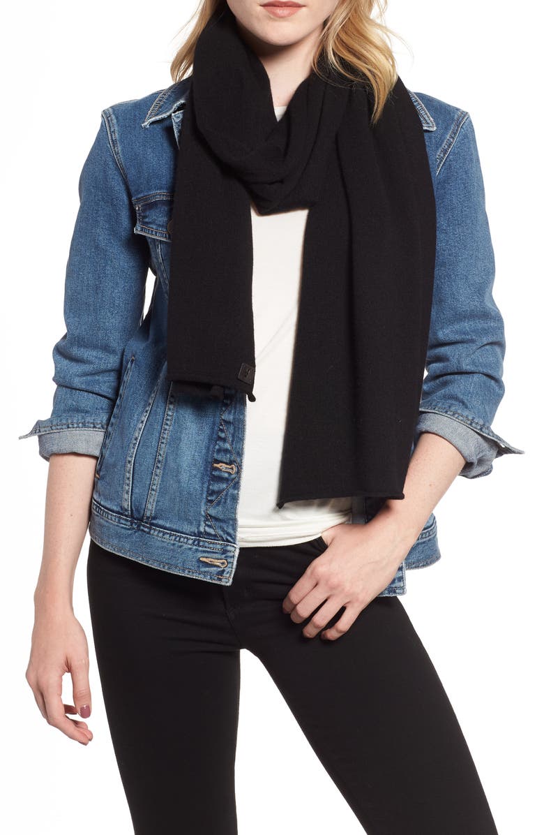 AllSaints Rolled Ends Wool & Cashmere Scarf, Main, color, 