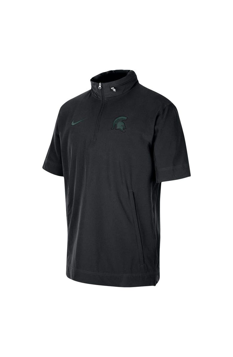 Nike Men's Nike Black Michigan State Spartans Coaches Half-Zip Short Sleeve Jacket, Alternate, color, 