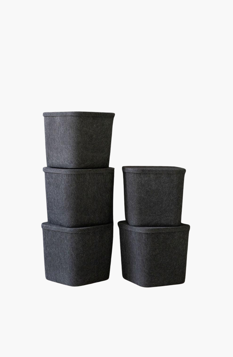 SortJoy The Sculpted Bin - Original with Lid, Alternate, color, Carbon - Set Of 3