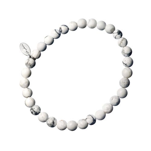 Jan Leslie 6mm Semiprecious Gemstone Beaded Elastic Bracelet In White