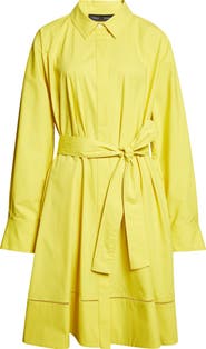 Proenza Schouler Sammy Long Sleeve Belted Stretch Cotton Poplin Shirtdress