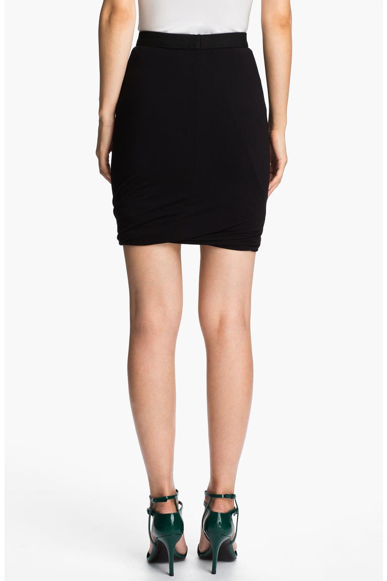 T by Alexander Wang Twisted Hem Skirt, Alternate, color, BLACK