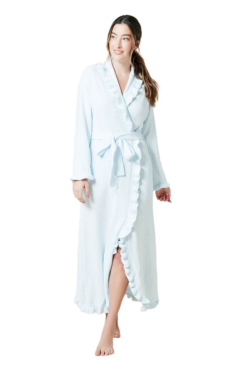 Softies Ruffle Chenille Robe, Alternate, color, Light Blue