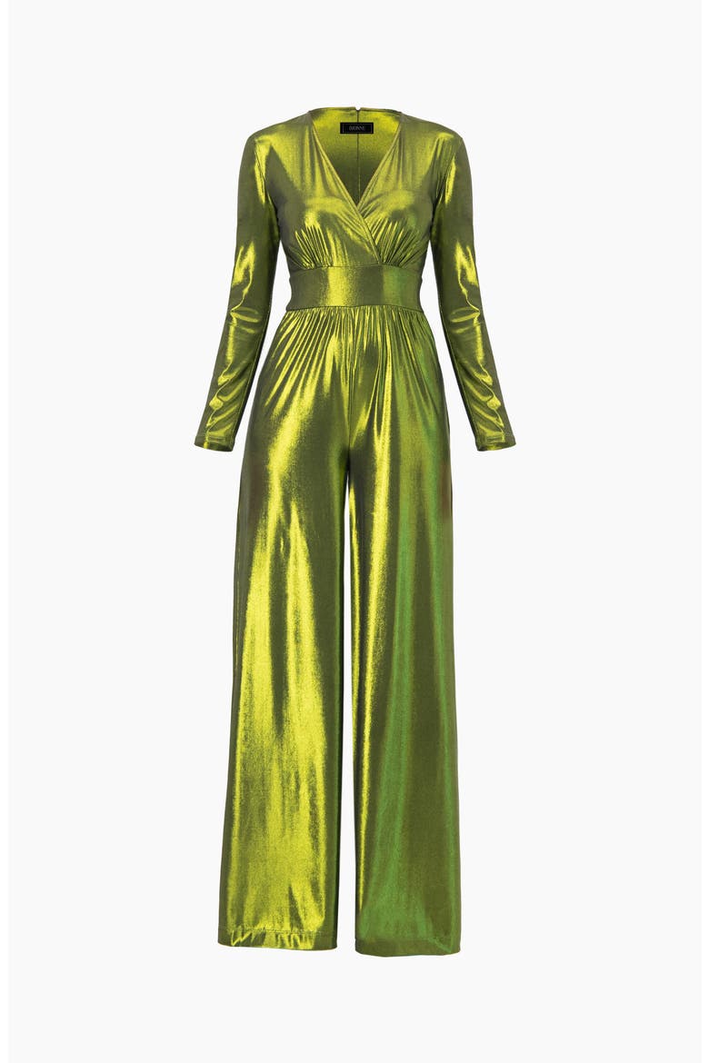 V-Neck Wide-Leg Jumpsuit, Alternate, color, Olive Green