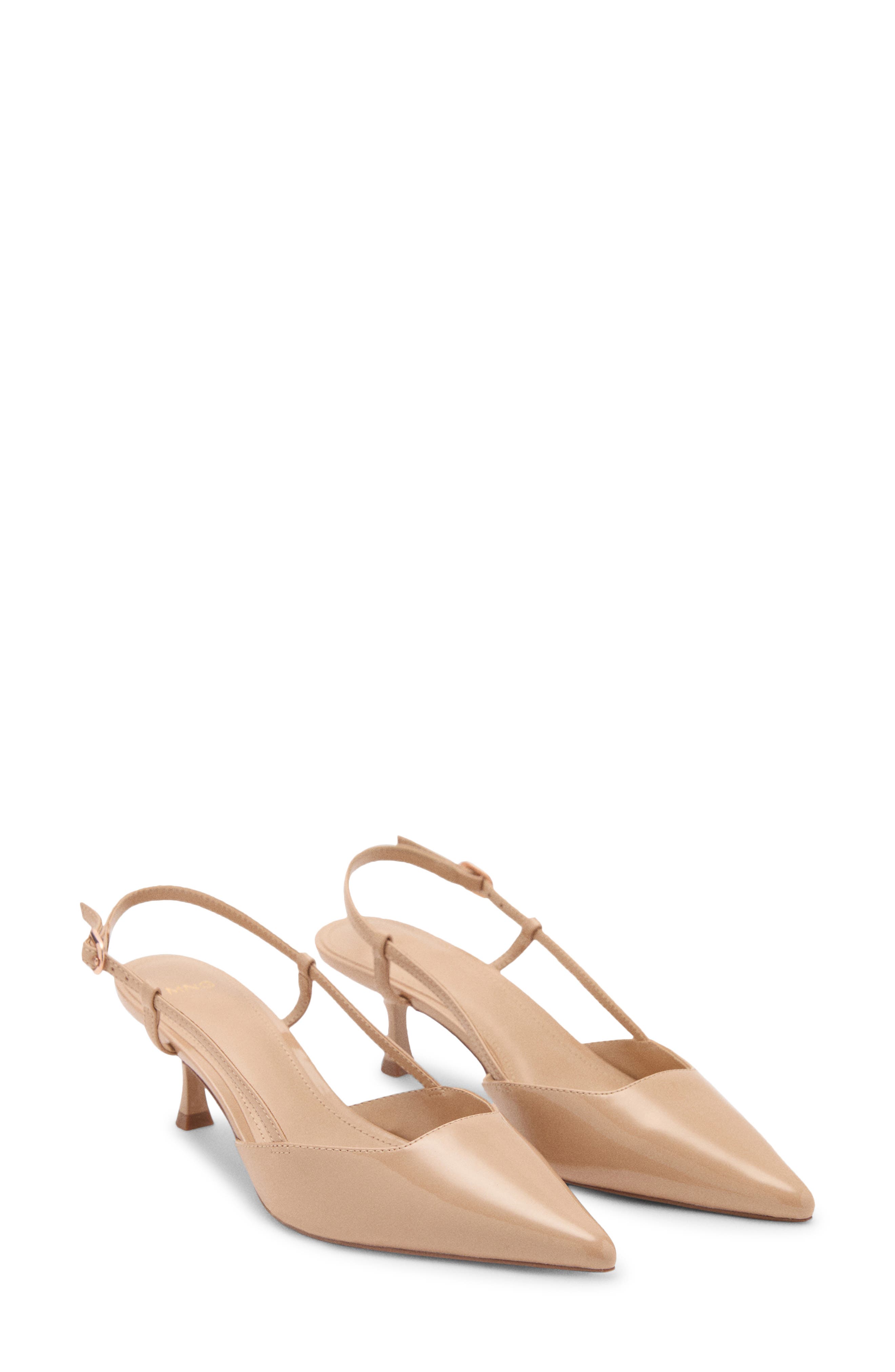 MANGO Slingback Pointed Toe Pump, Main, color, Beige