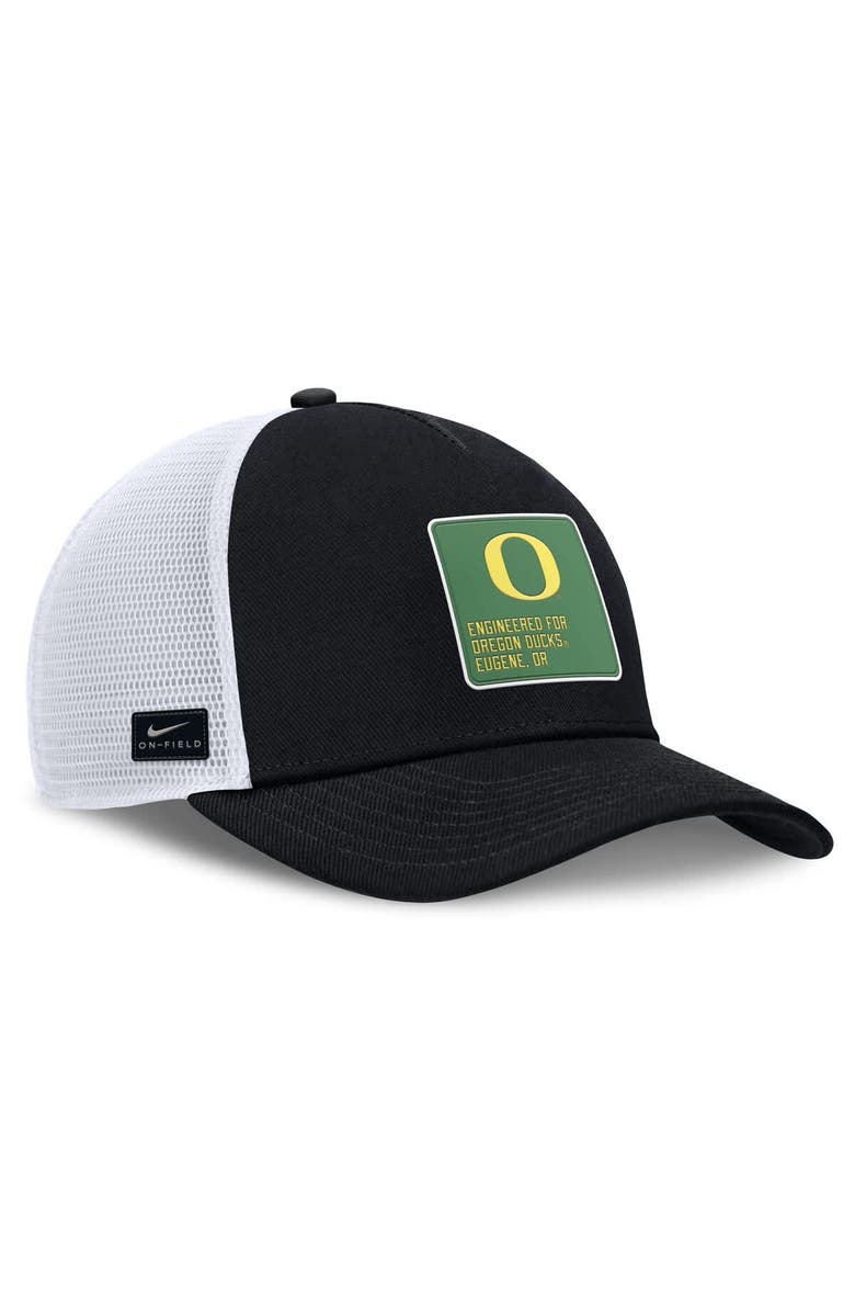 Nike Men's Nike  Black/White Oregon Ducks 2025 On-Field Rise Engineered Trucker Adjustable Hat, Alternate, color, 