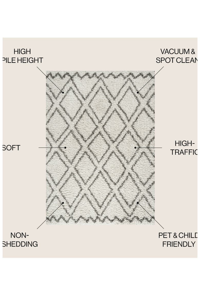 Soller Diamond Trellis Shag Area Rug, Alternate, color, Beige/Dark Gray