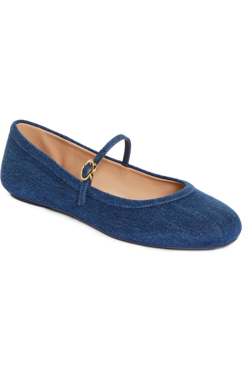 Gianvito Rossi Denim Mary Jane Flat, Main, color,
