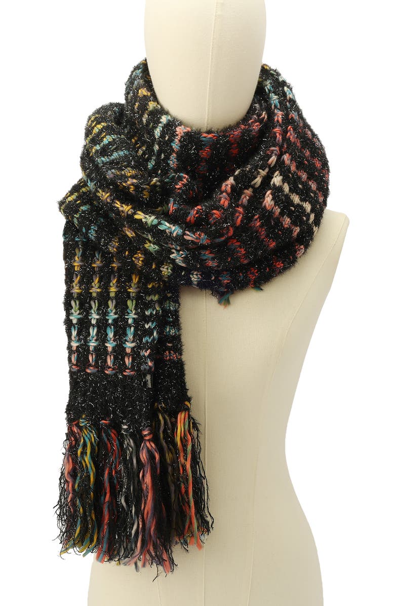 Kurt Geiger London Metallic Eyelash Rainbow Scarf, Alternate, color, Classic Rainbow