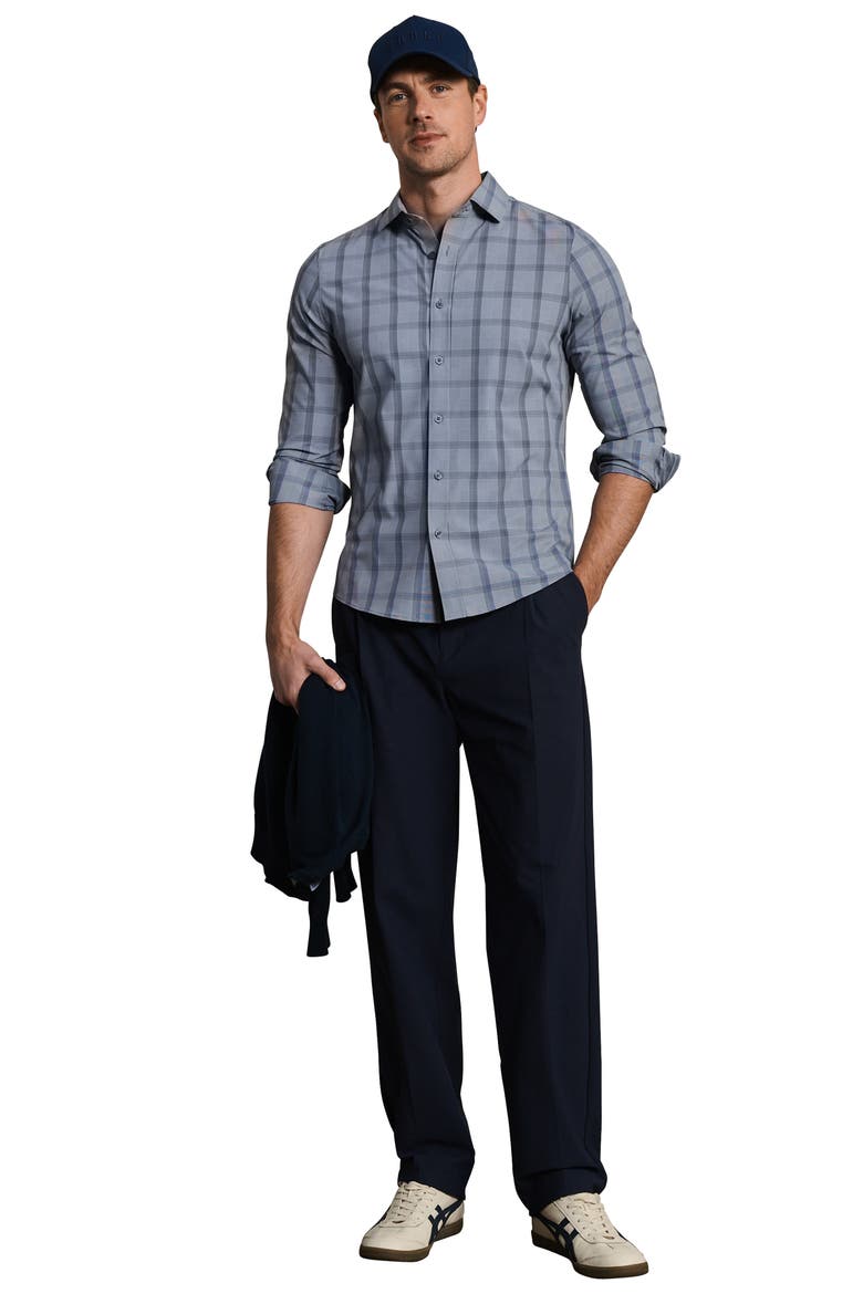 State of Mind Slim Fit Long Sleeve Performance Shirt, Alternate, color, VINTAGE INDIGO HERRINGBONE