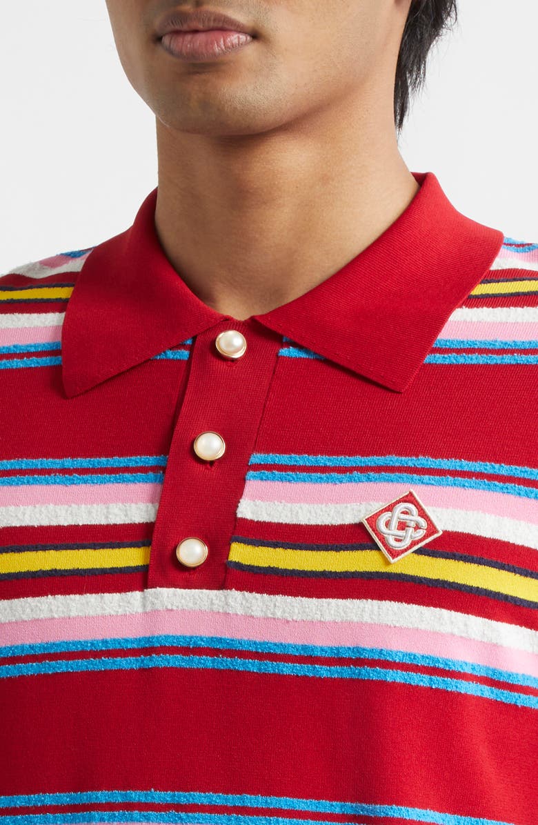 Casablanca Oversize Stripe Polo, Alternate, color, Multi Dark Red