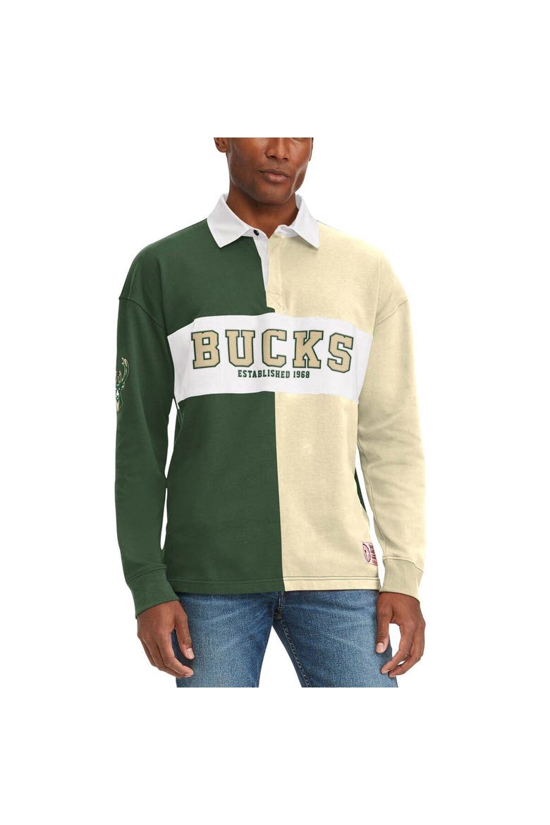 Men's Tommy Jeans Green/Cream Milwaukee Bucks Ronnie Rugby Long Sleeve T-Shirt, Main, color, Green