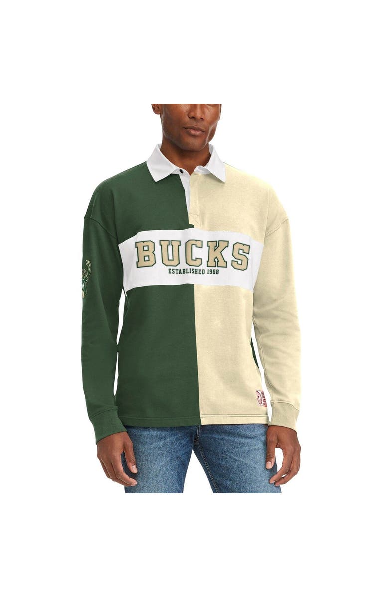 TOMMY JEANS Men's Tommy Jeans Green/Cream Milwaukee Bucks Ronnie Rugby Long Sleeve T-Shirt, Main, color, Green