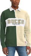 TOMMY JEANS Men's Tommy Jeans Green/Cream Milwaukee Bucks Ronnie Rugby Long Sleeve T-Shirt