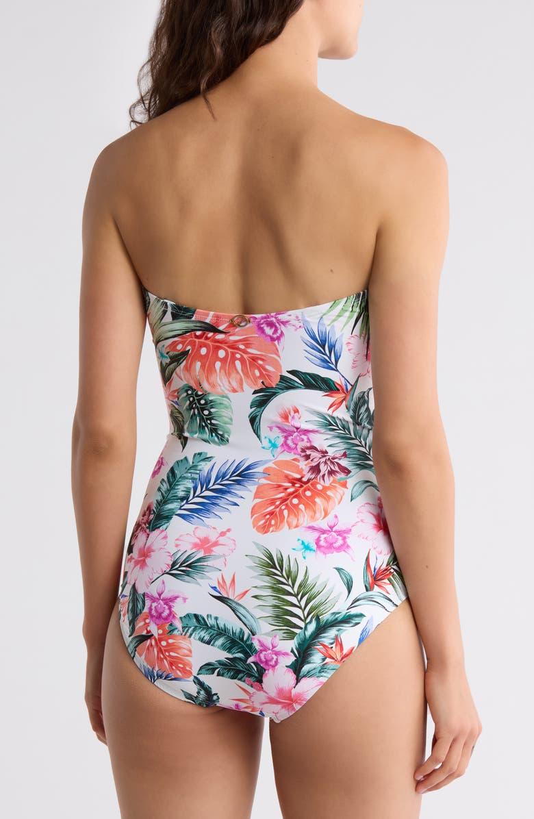 JANTZEN Flora Bandeau One Piece Swimsuit, Alternate, color, Multi