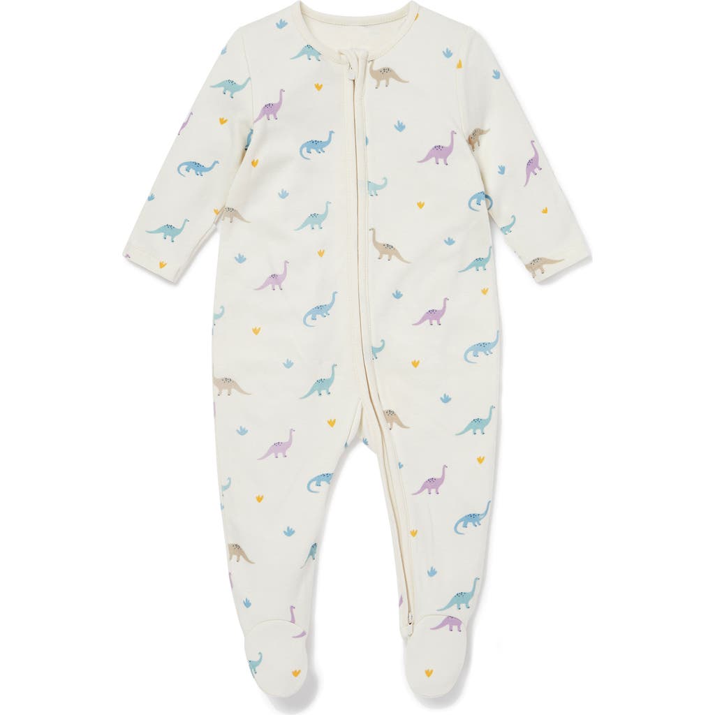 MORI Clever Zip Dino Print Fitted One-Piece Footie Pajamas  product