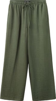 MANGO Textured Drawstring Straight Leg Pants