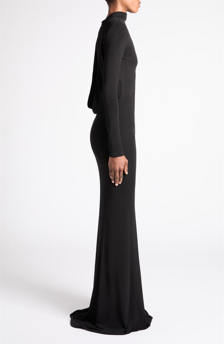 TOM FORD Long Sleeve Crepe Jersey Gown, Alternate, color, Black