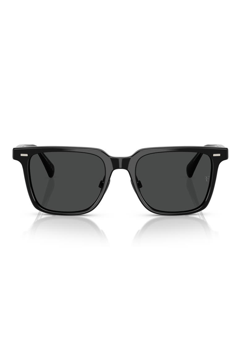 52mm Rectangular Polarized Sunglasses, Main, color, BLACK/ DARK SLATE