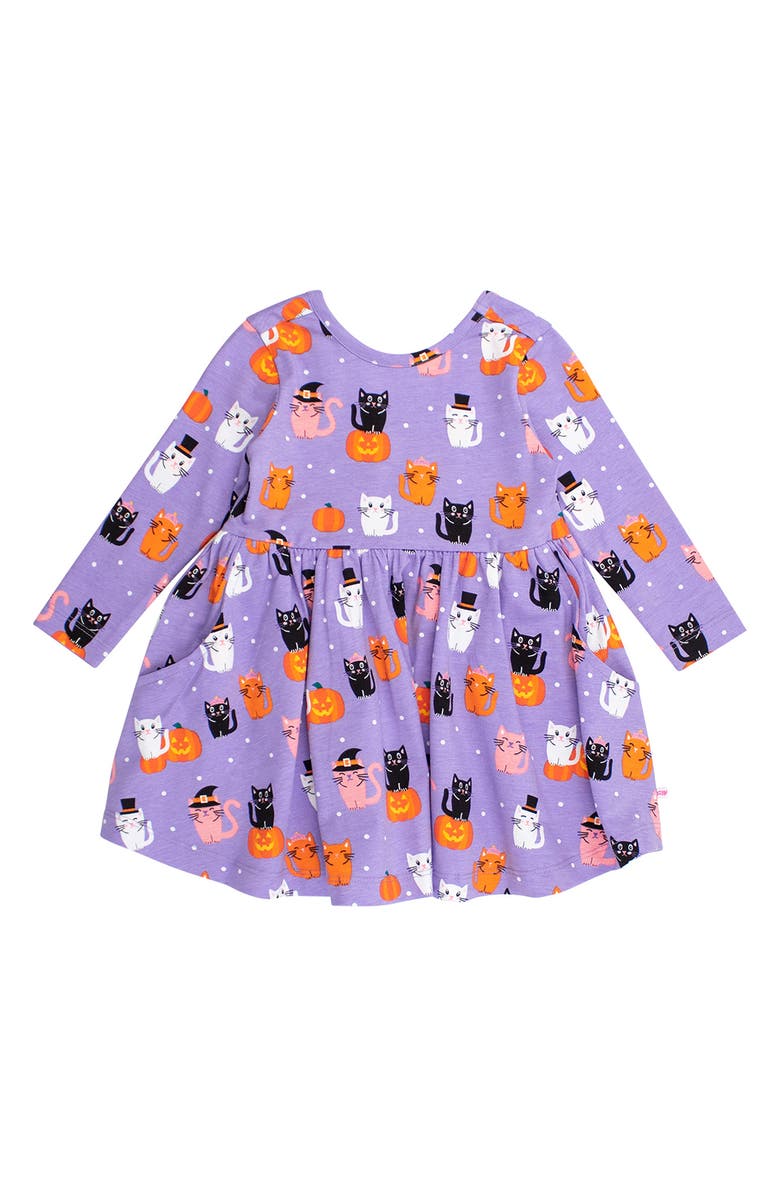 RuffleButts Kitty Costumes Long Sleeve Stretch Cotton Dress, Alternate, color, 