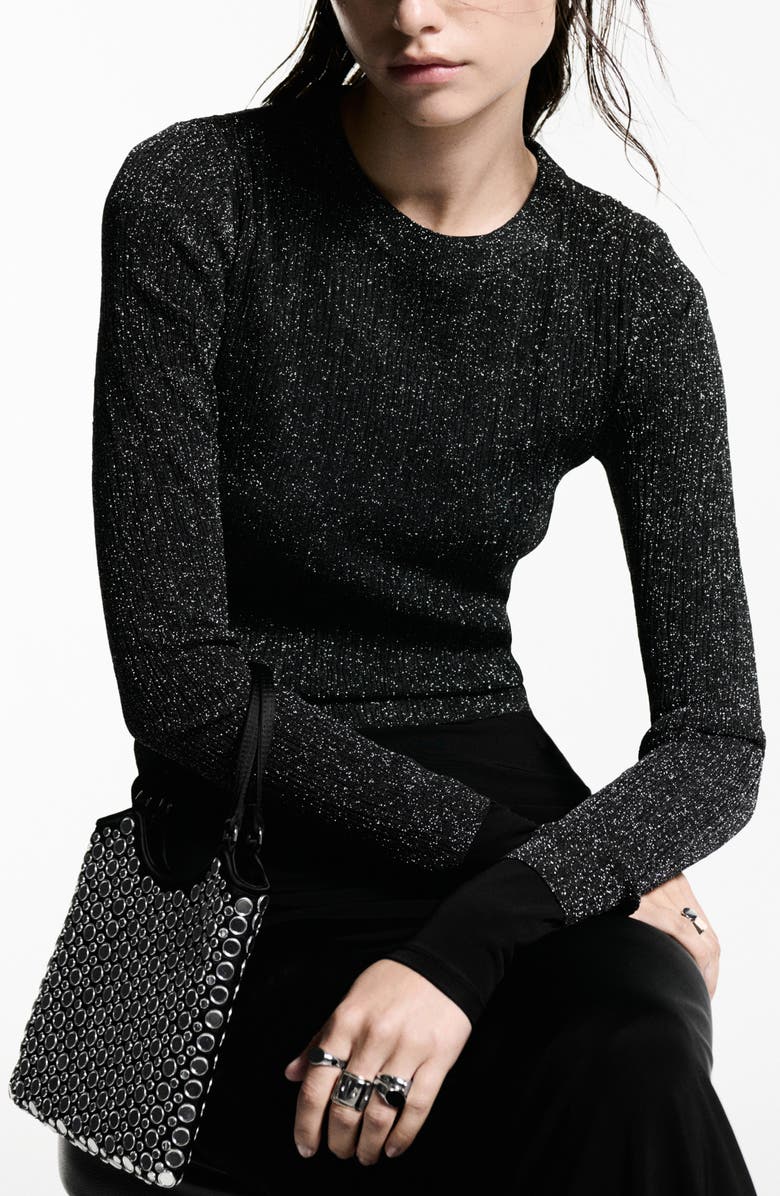 MANGO Metallic Knit Sweater, Alternate, color, 