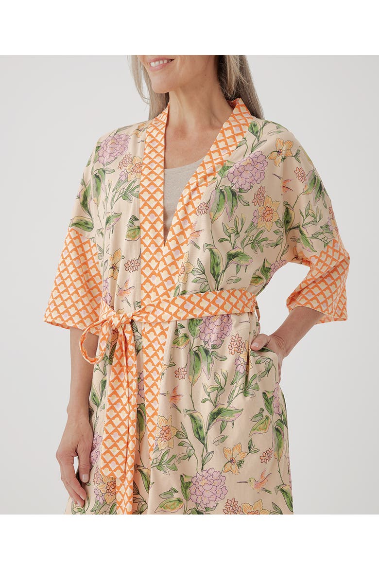 Organic Staycation Short Robe, Alternate, color, Hummingbird Floral