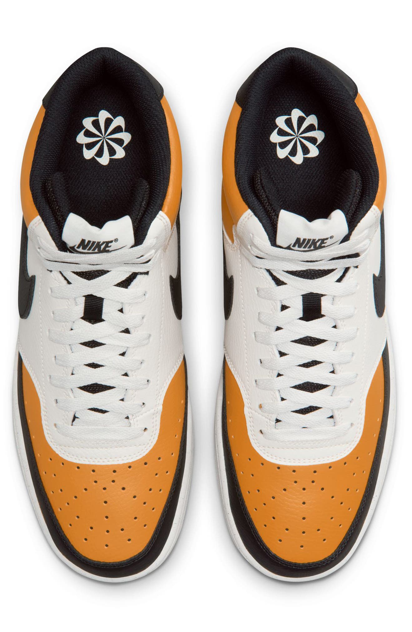 Nike Court Vision Mid Next Nature Mid Top Sneaker, Alternate, color, Gold Leaf/ Black/ Sail