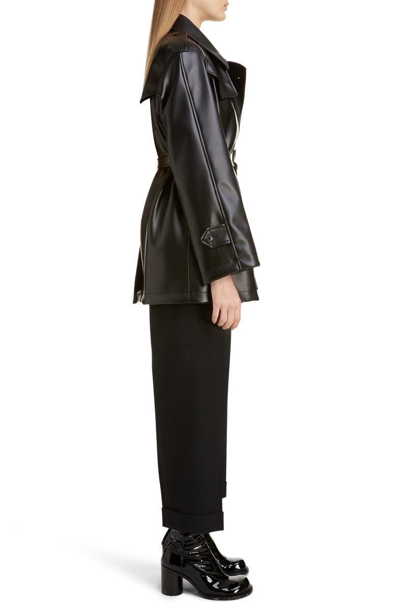 Maison Margiela Short Faux Leather Trench Coat, Alternate, color,