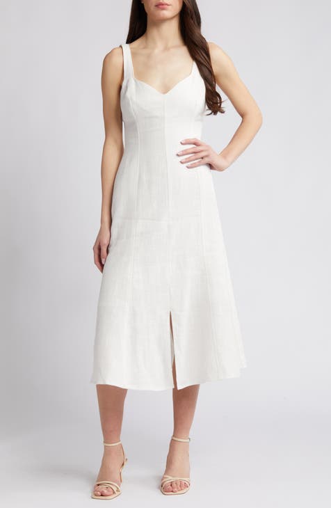 Women’s white linen dress / Designer dress / Limited edition / store Prom dress