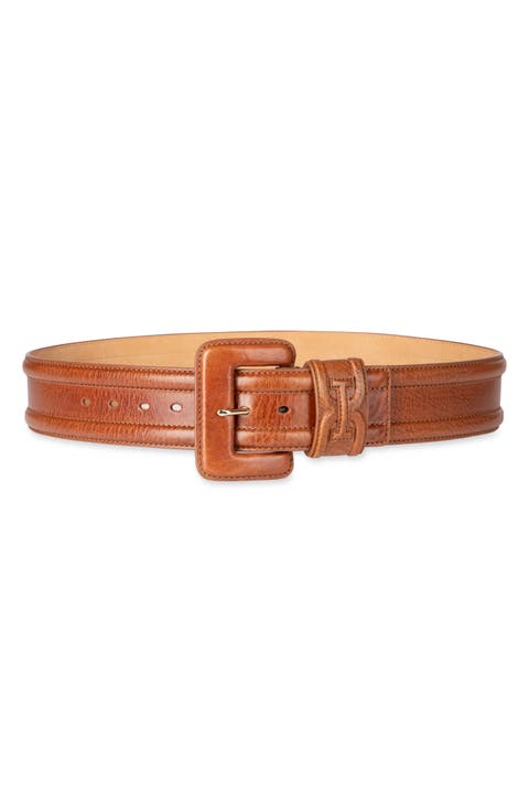 Covered Buckle Faux Leather Belt