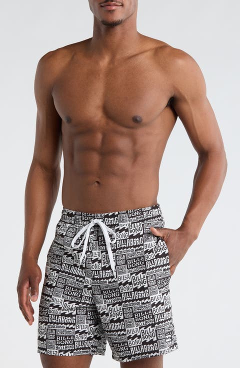 Allover Logo Volley Swim Trunks