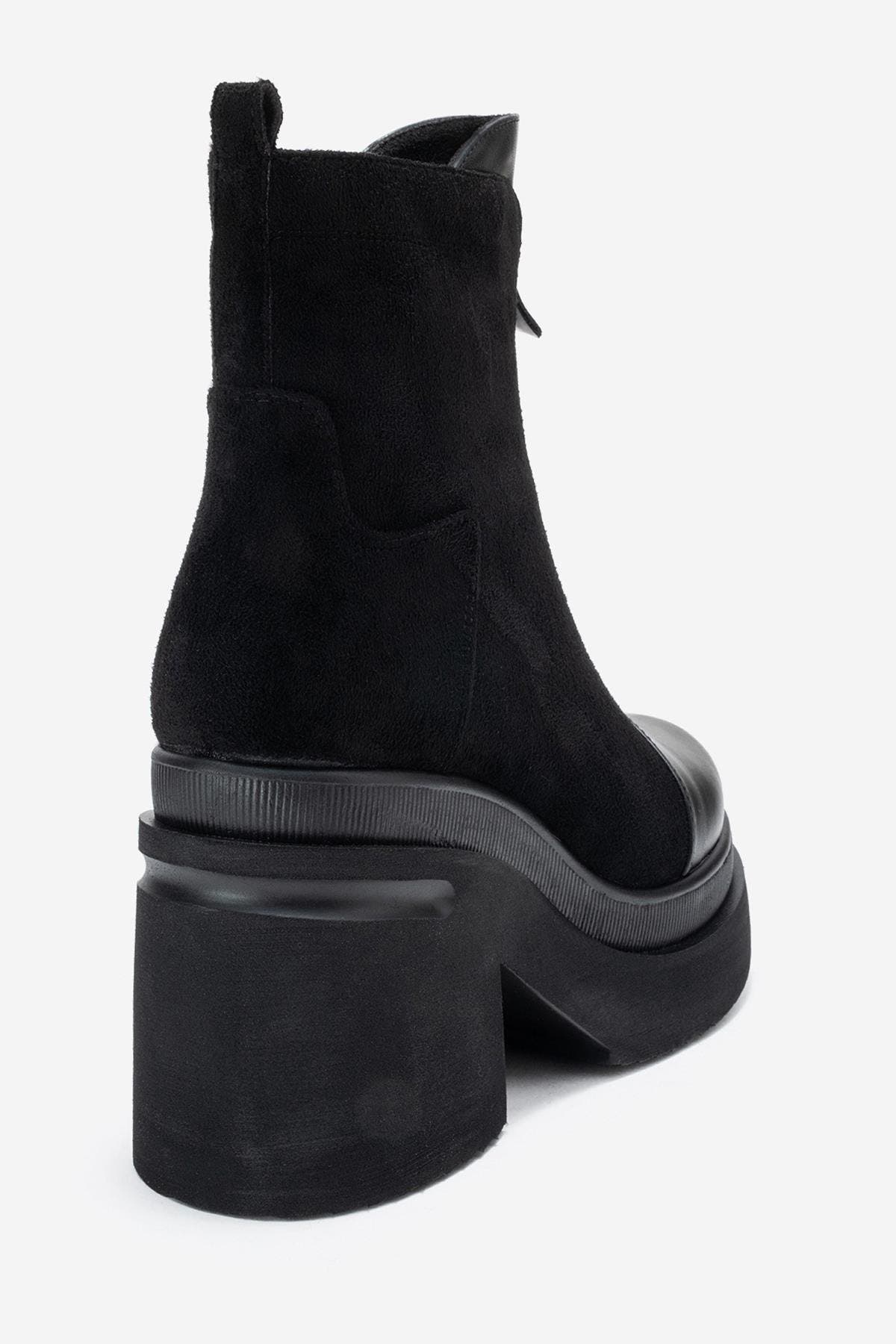 Prologue Shoes Ardenne Platform Zip Boot, Alternate, color, Black Suede Faux Leather