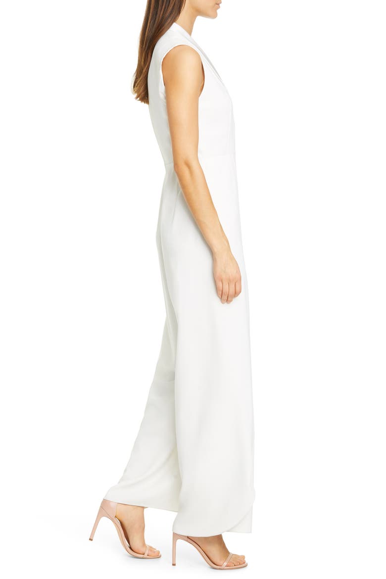 Bebe Shawl Collar Jumpsuit, Alternate, color, OFF WHITE
