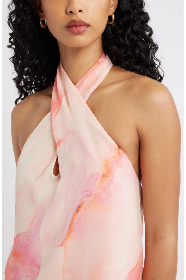 Halter Minidress, Alternate, color, FUCHSIA ABSTRACT SHAPES