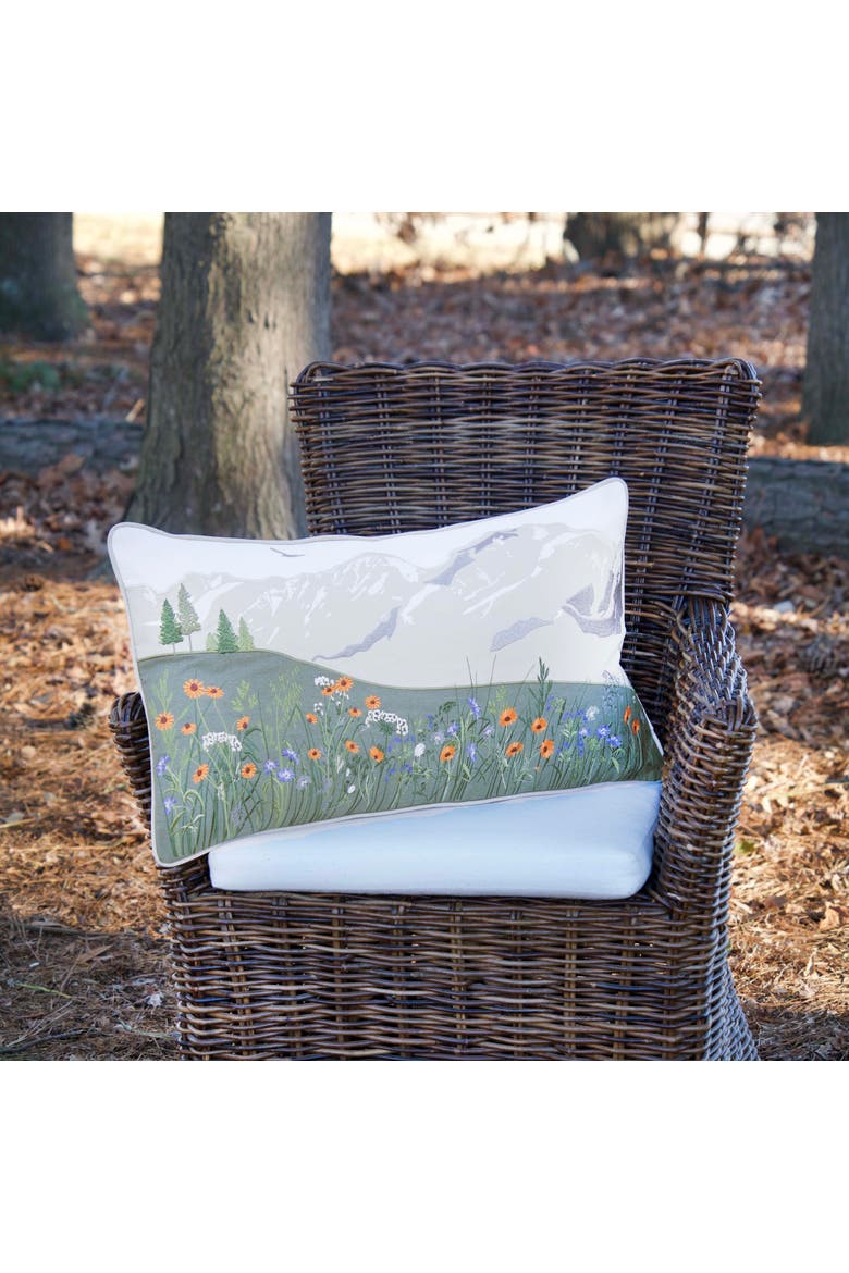 Mountain Wildflowers Indoor/Outdoor Lumbar Pillow, Alternate, color, Green
