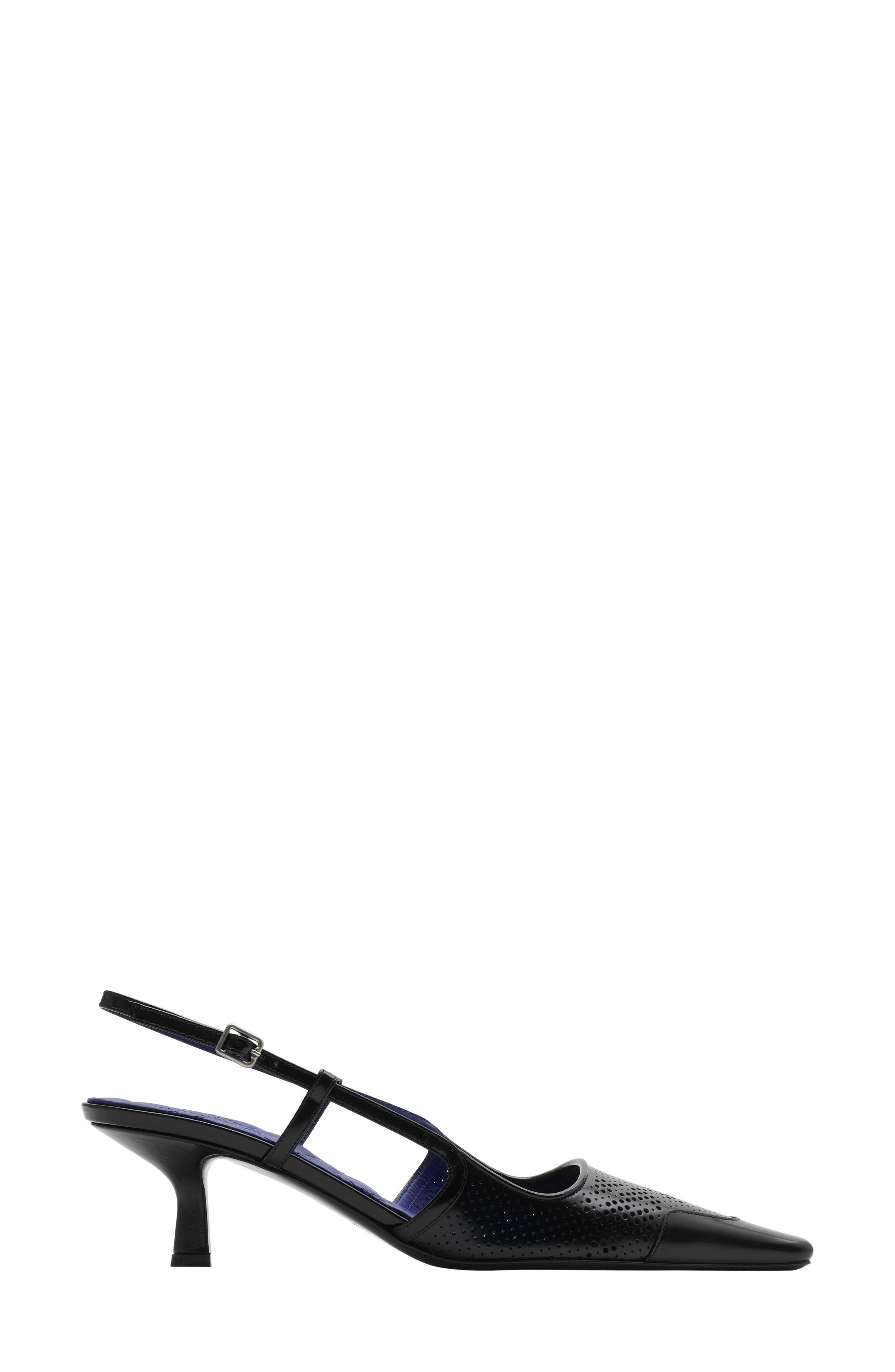 Burberry Chisel Square Toe Kitten Heel Slingback Sandal, Main, color, 