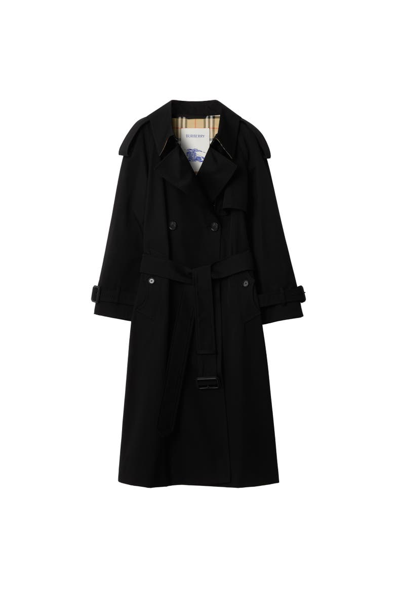Long Gabardine Fitzrovia Trench Coat, Alternate, color, Deep Black