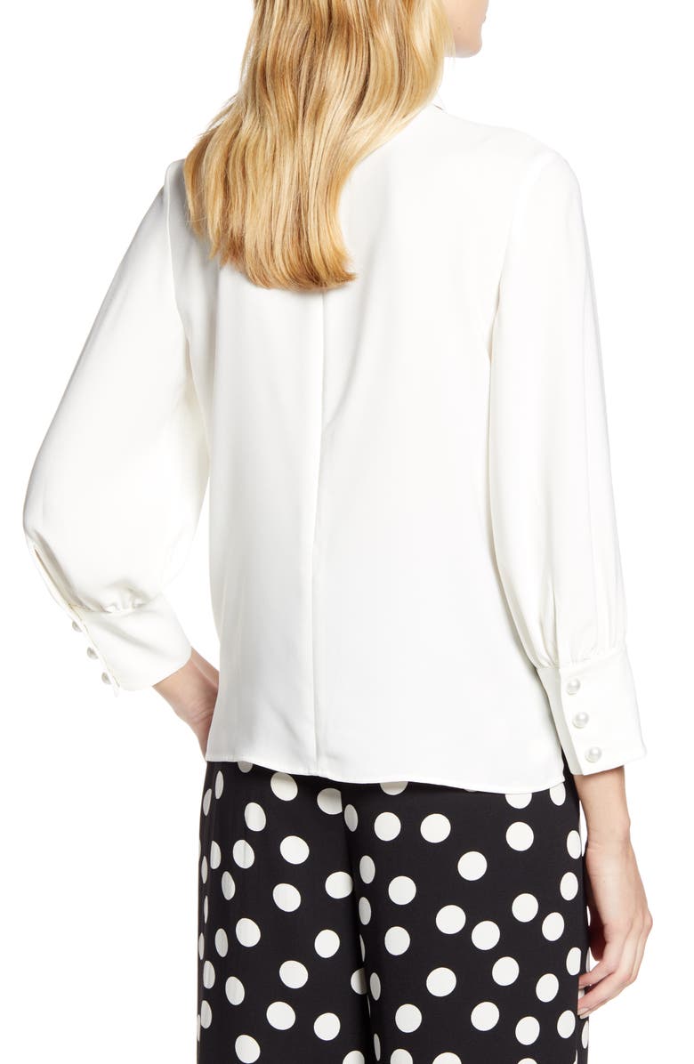Halogen<sup>®</sup> x Atlantic-Pacific Bow Front Pleated Blouse, Alternate, color, 