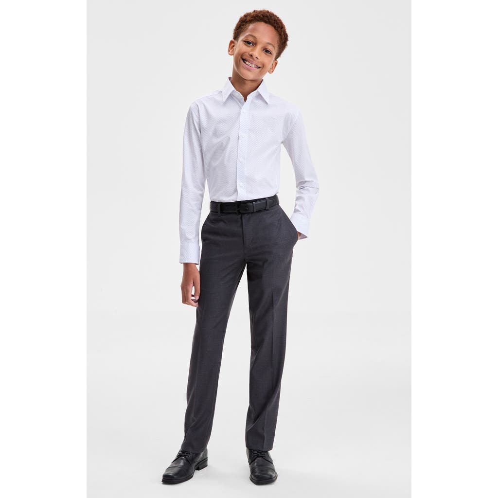 Tallia Kids' Purple Mini Dot Stretch Cotton Blend Dress Shirt In Purple
