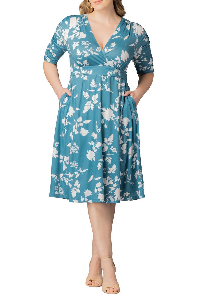 Gabriella Print Jersey A-Line Dress, Main, color, AQUA BLOOMS