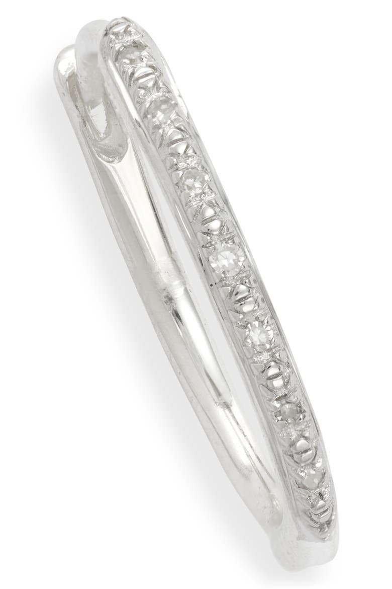 Small Riva Wave Diamond Hoop Earrings, Alternate, color, SILVER