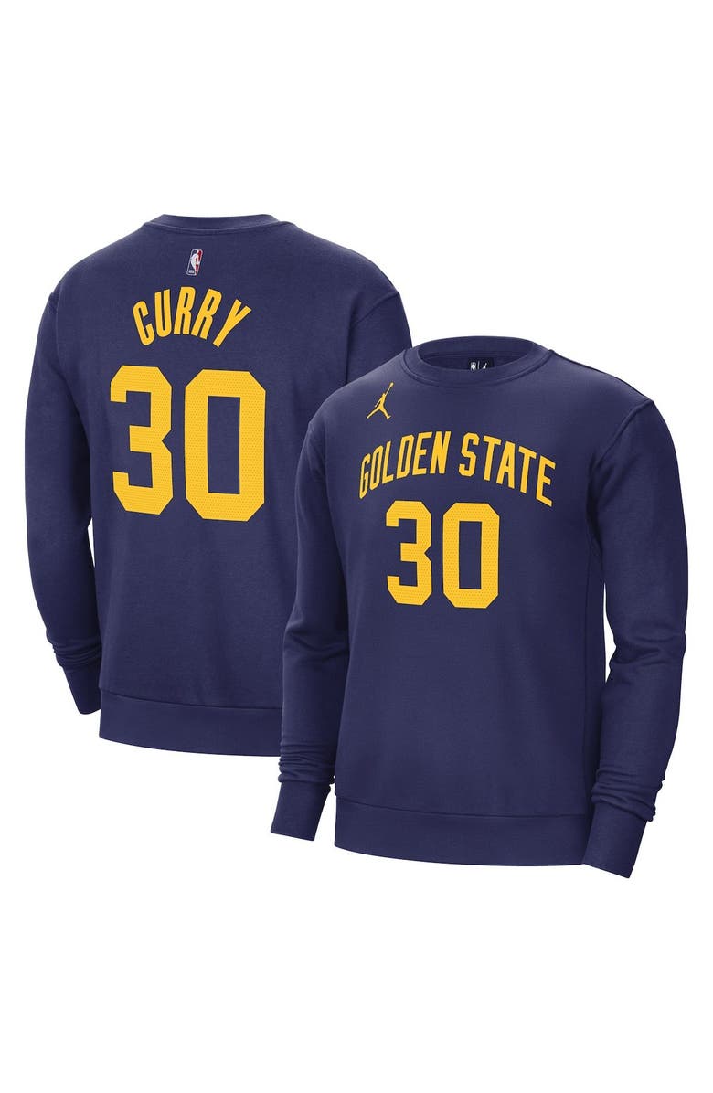 Jordan Brand Men's Jordan Brand Stephen Curry Navy Golden State Warriors Statement Name & Number Pullover Sweatshirt, Main, color, 