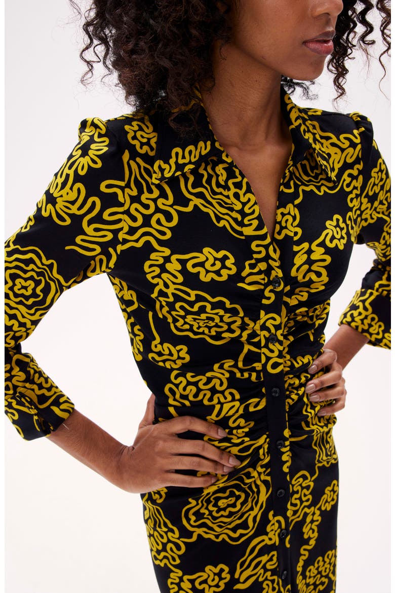 Sheska Floral Shirtdress, Alternate, color, LINE DRAWING