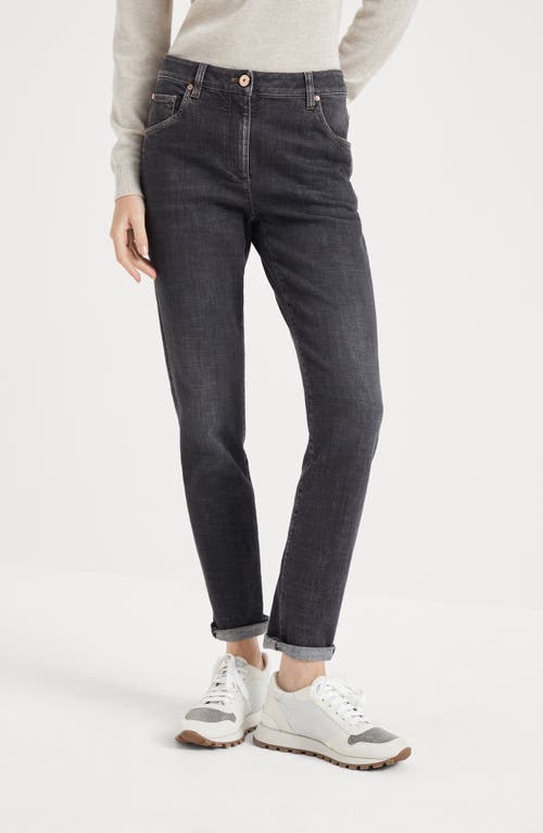 Brunello Cucinelli Patch Detail High-waisted Jeans In Black