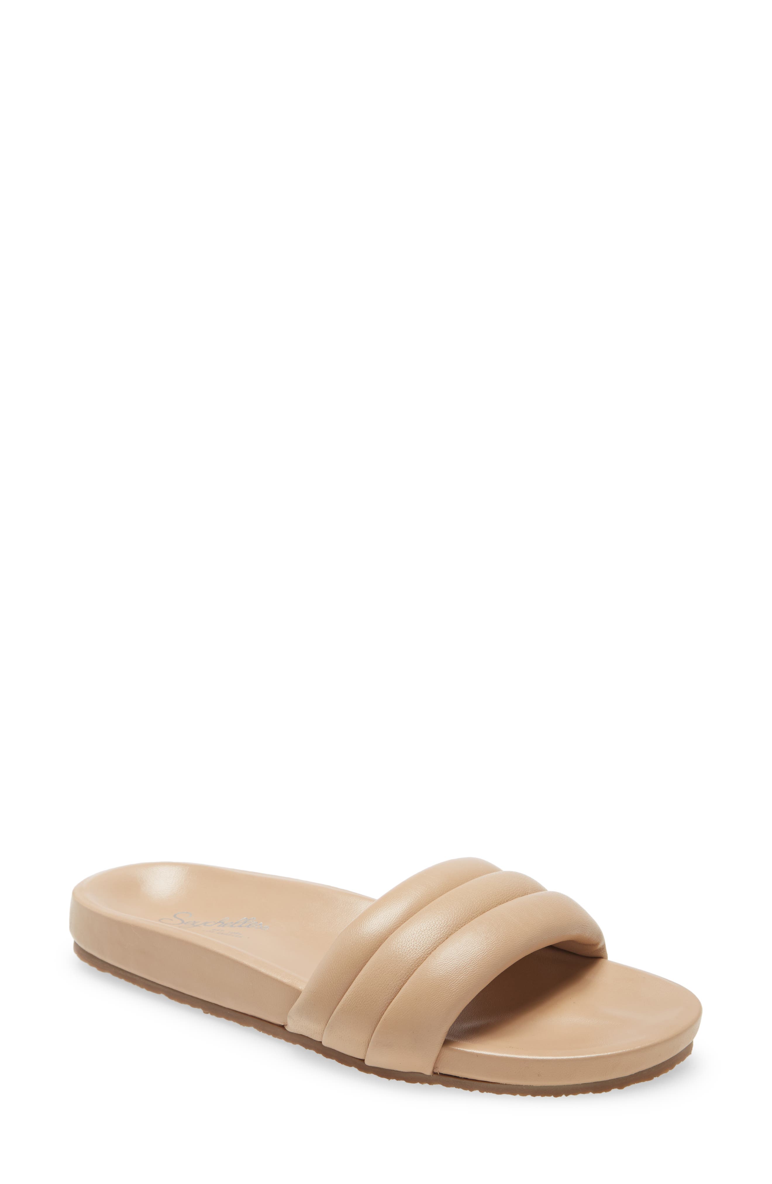 Low Key Slide Sandal, Main, color, VACCHETTA LEATHER