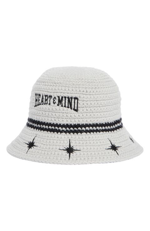 Embroidered Knit Bucket Hat