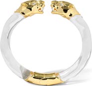 Alexis Bittar Panther Visage Lucite Hinge Cuff Bracelet